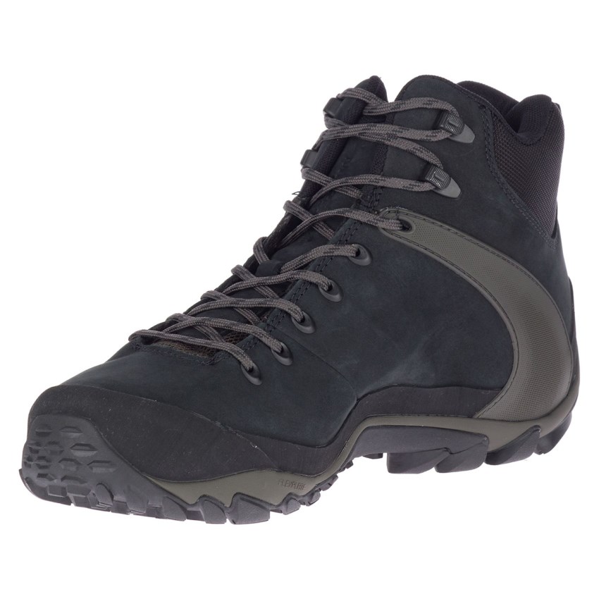 Chaussures Randonnée Merrell Chameleon 8 Leather Mid Waterproof Noir Homme | J.B.YUQX